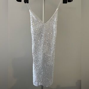 Lulus Force of Fashion White Backless Sequin Mini Dress